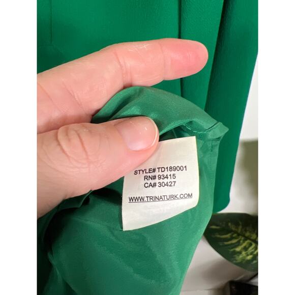 Trina Turk Bell Sleeve Dress Emerald Kelly Green Lace Occasion Cocktail Holiday - Picture 9 of 11